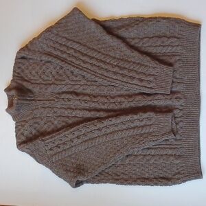 Vintage Orvis Quarter Zip Wool Cable Knit Fisherman Sweater SZ XXL Brown Ireland
